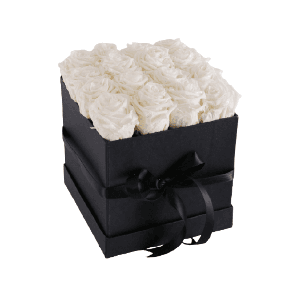 White Roses in a black box